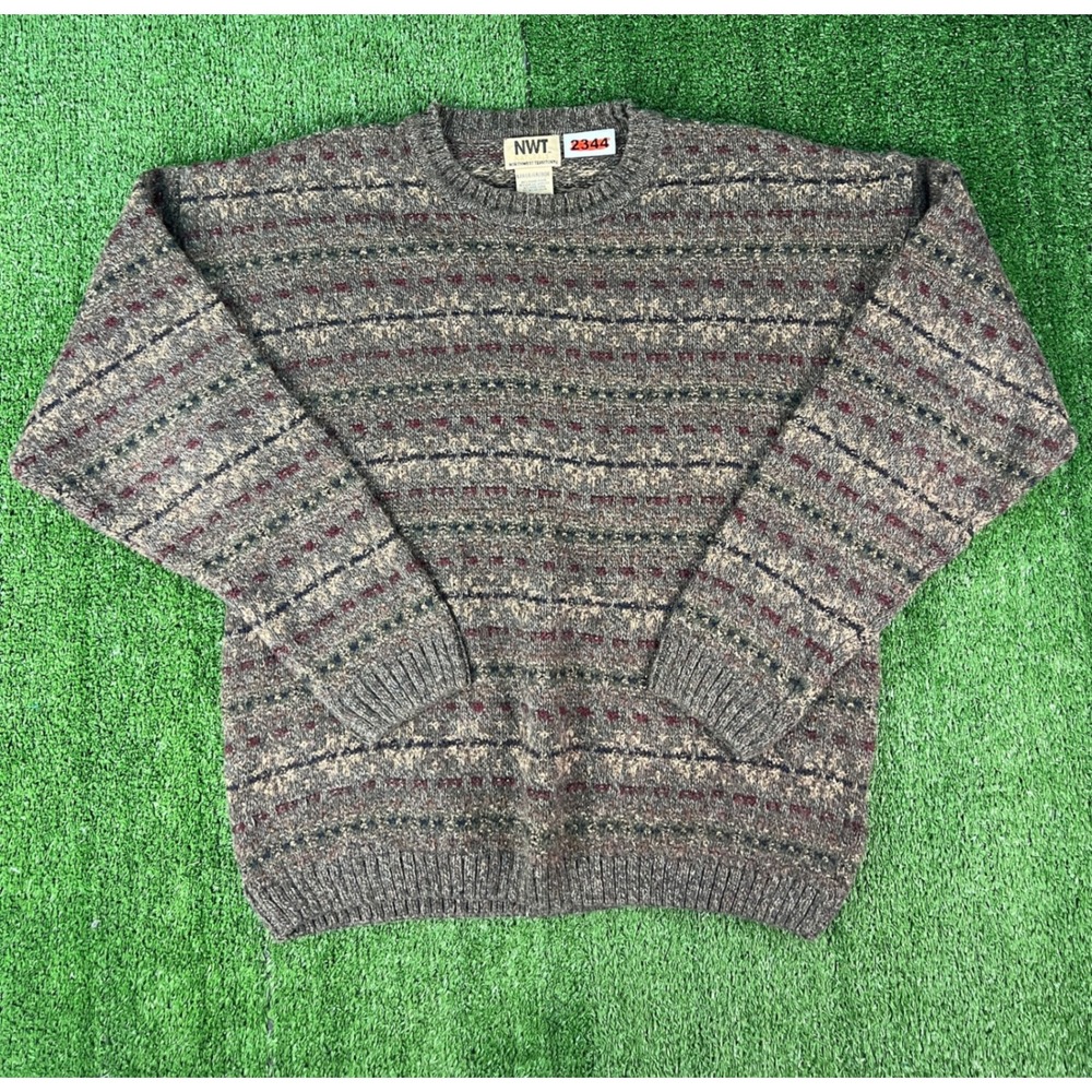 Northwest Territory Naturals Mens Large Grey Wool Blend Marled Crewneck Sweater
